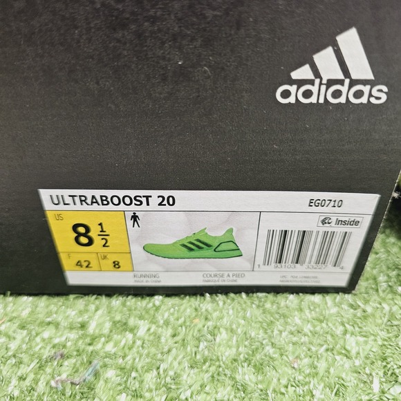 Adidas Ultraboost 20 Neon Signal Green Athletic Running Sneakers Mens 8.5 - Picture 7 of 8